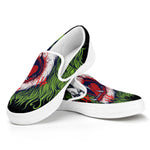 Lion Joker Print White Slip On Shoes