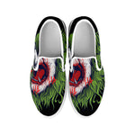 Lion Joker Print White Slip On Shoes