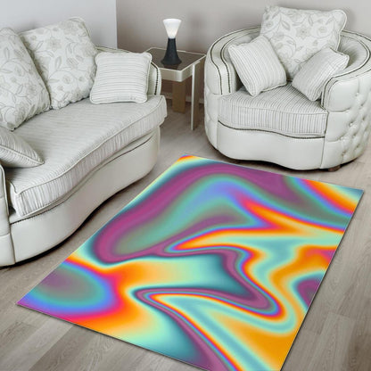 Liquid Holographic Trippy Print Area Rug GearFrost