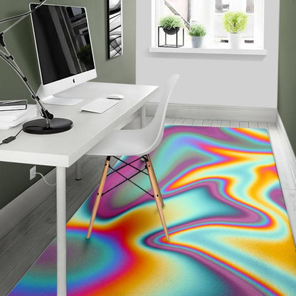 Liquid Holographic Trippy Print Area Rug GearFrost