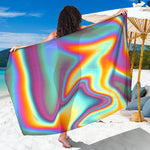 Liquid Holographic Trippy Print Beach Sarong Wrap