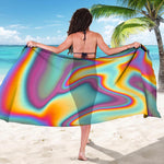 Liquid Holographic Trippy Print Beach Sarong Wrap