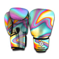 Liquid Holographic Trippy Print Boxing Gloves