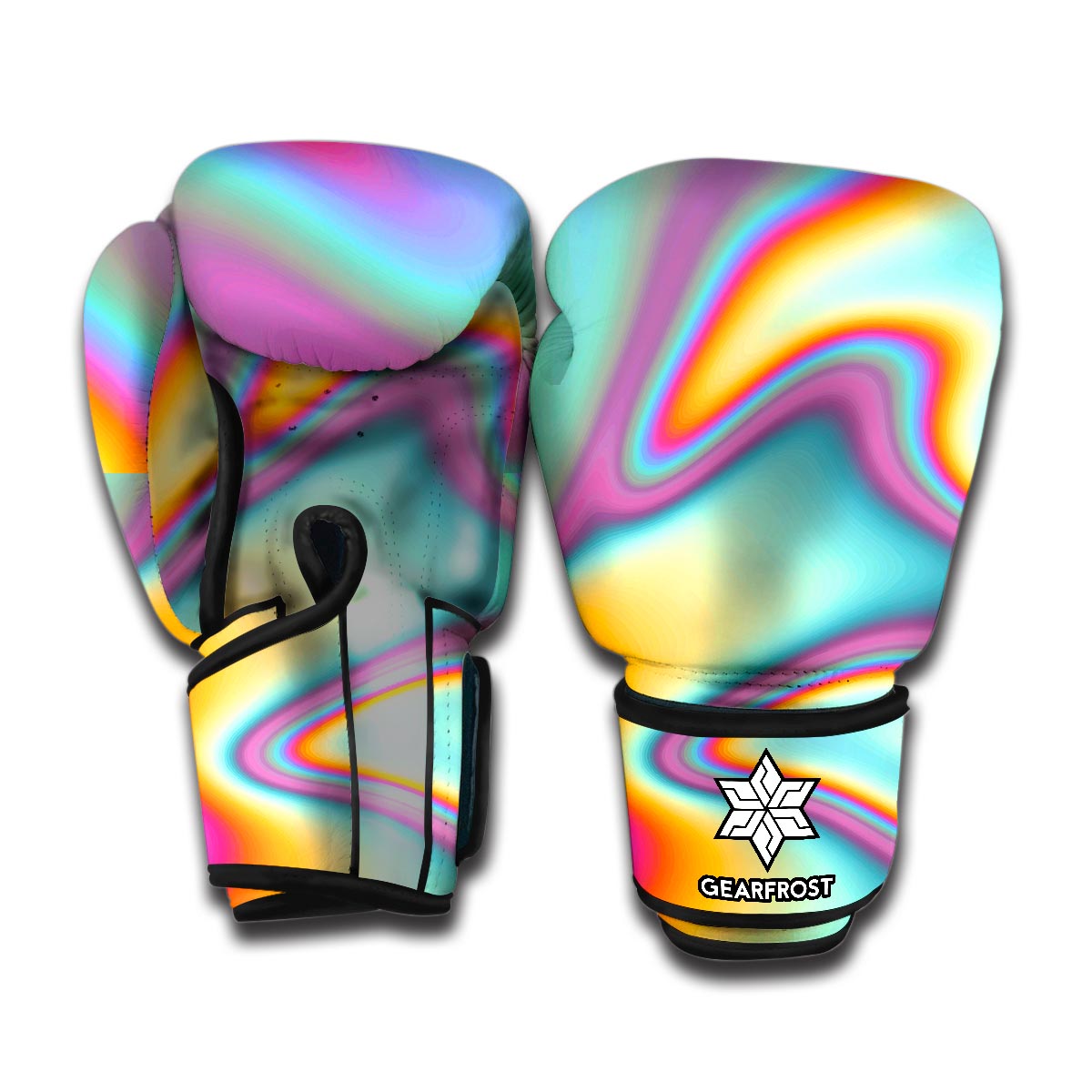 Liquid Holographic Trippy Print Boxing Gloves