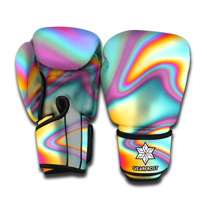 Liquid Holographic Trippy Print Boxing Gloves