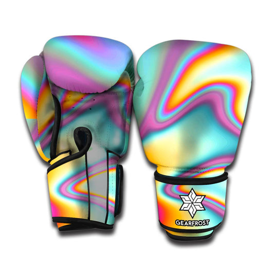 Liquid Holographic Trippy Print Boxing Gloves