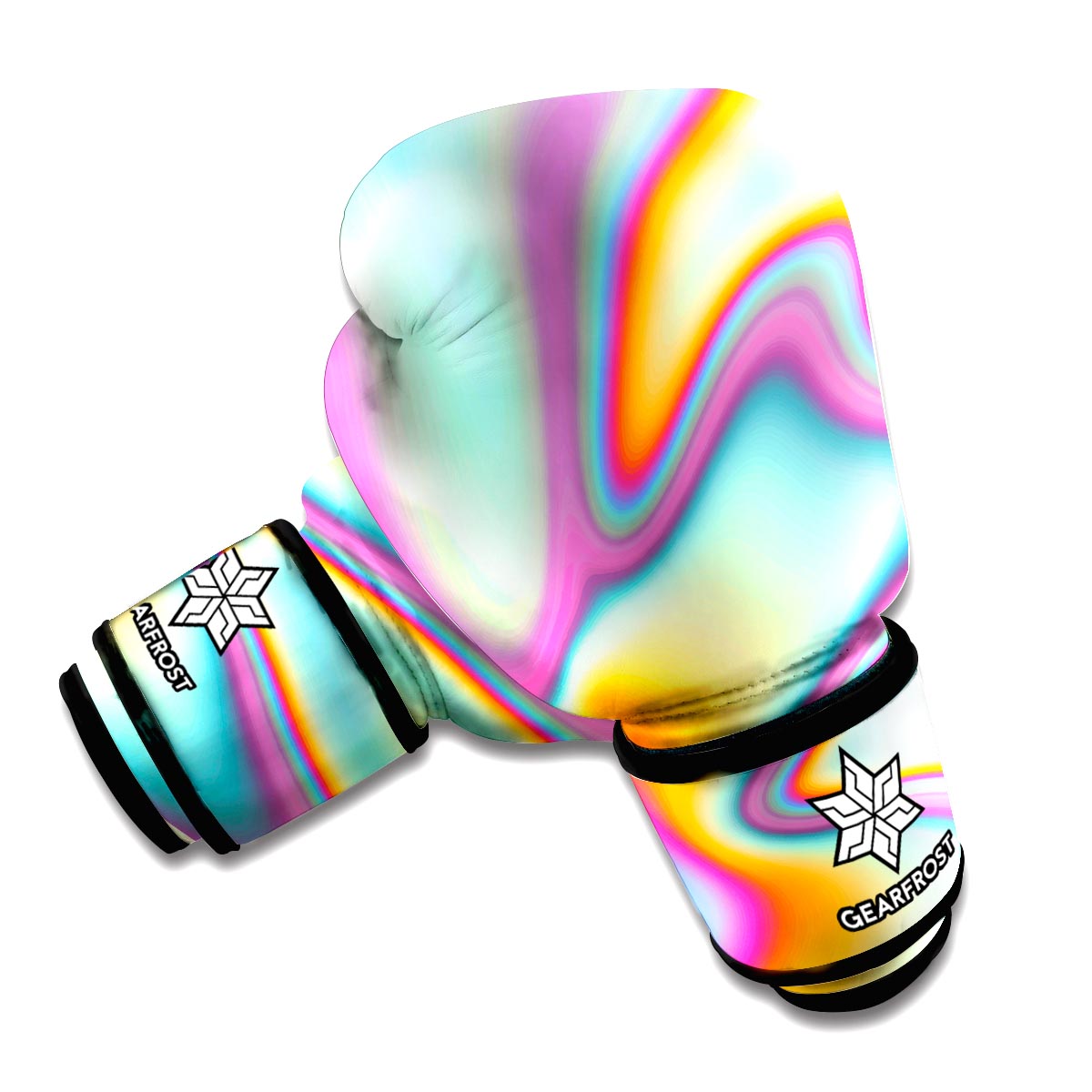 Liquid Holographic Trippy Print Boxing Gloves