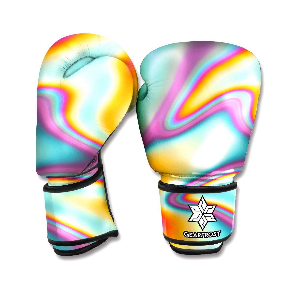 Liquid Holographic Trippy Print Boxing Gloves
