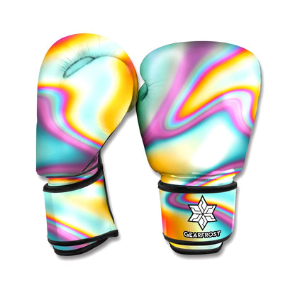 Liquid Holographic Trippy Print Boxing Gloves