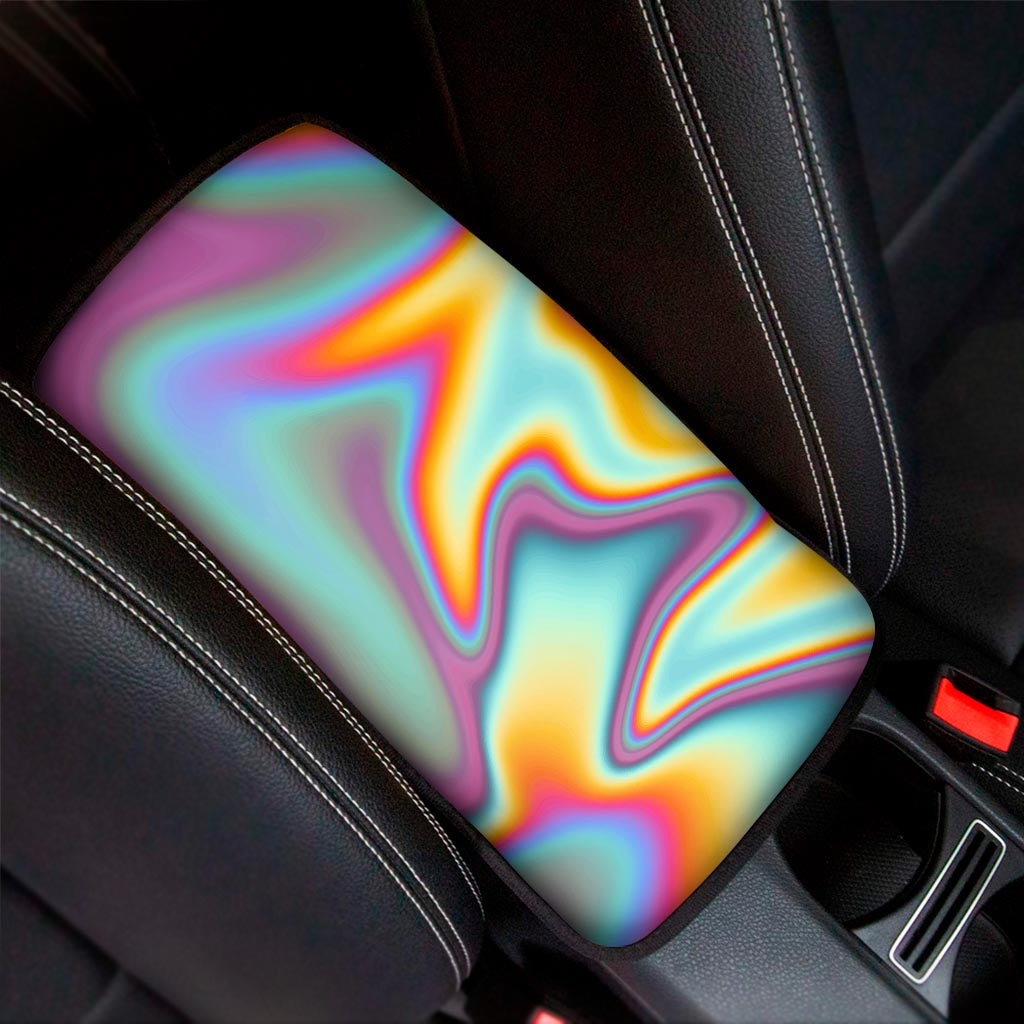 Liquid Holographic Trippy Print Car Center Console Cover