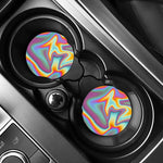 Liquid Holographic Trippy Print Car Coasters