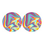 Liquid Holographic Trippy Print Car Coasters