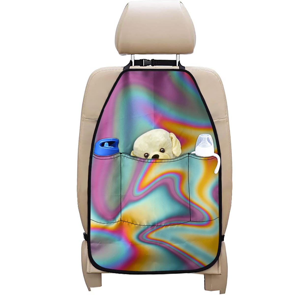 Liquid Holographic Trippy Print Car Seat Organizers
