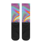 Liquid Holographic Trippy Print Crew Socks