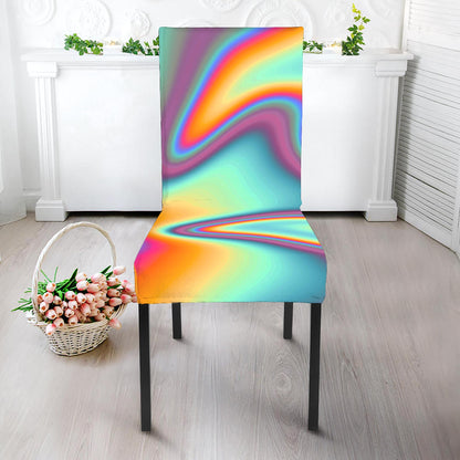 Liquid Holographic Trippy Print Dining Chair Slipcover