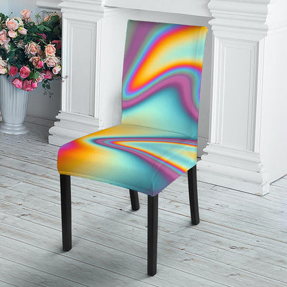 Liquid Holographic Trippy Print Dining Chair Slipcover
