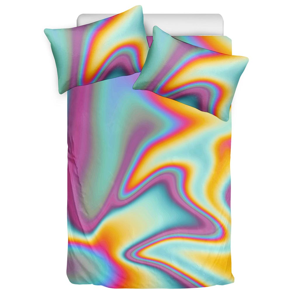 Liquid Holographic Trippy Print Duvet Cover Bedding Set