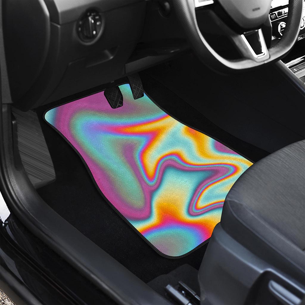 Liquid Holographic Trippy Print Front and Back Car Floor Mats