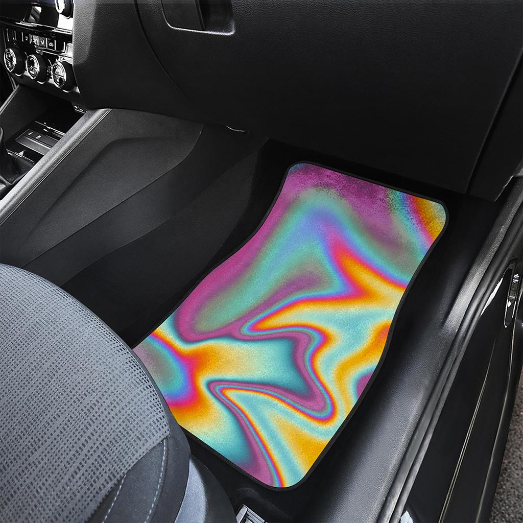 Liquid Holographic Trippy Print Front and Back Car Floor Mats