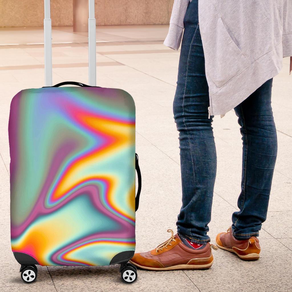 Liquid Holographic Trippy Print Luggage Cover GearFrost