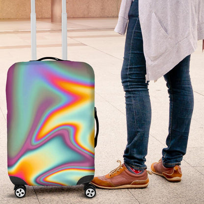 Liquid Holographic Trippy Print Luggage Cover GearFrost