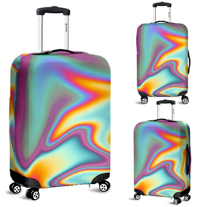Liquid Holographic Trippy Print Luggage Cover GearFrost