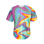 Liquid Holographic Trippy Print Men's Baseball Jersey