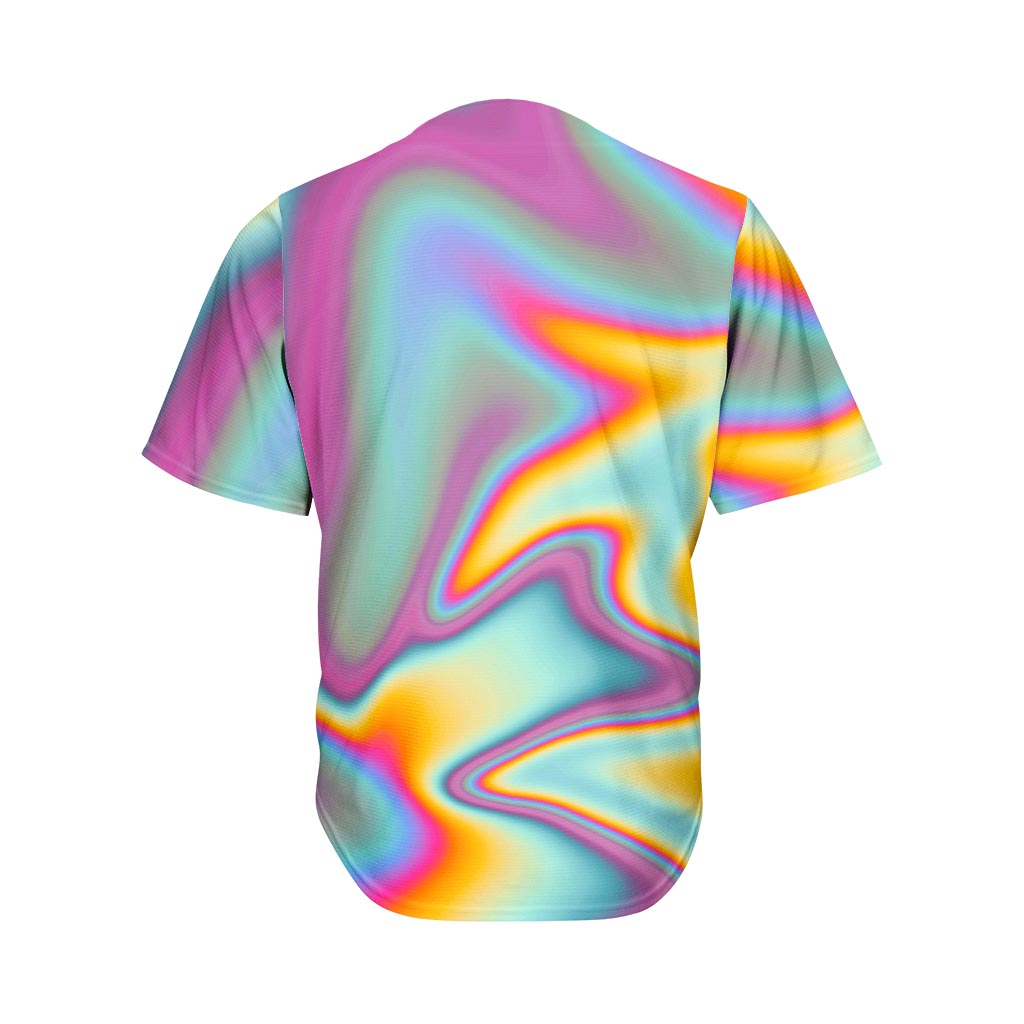 Liquid Holographic Trippy Print Men's Baseball Jersey
