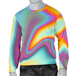 Liquid Holographic Trippy Print Men's Crewneck Sweatshirt GearFrost