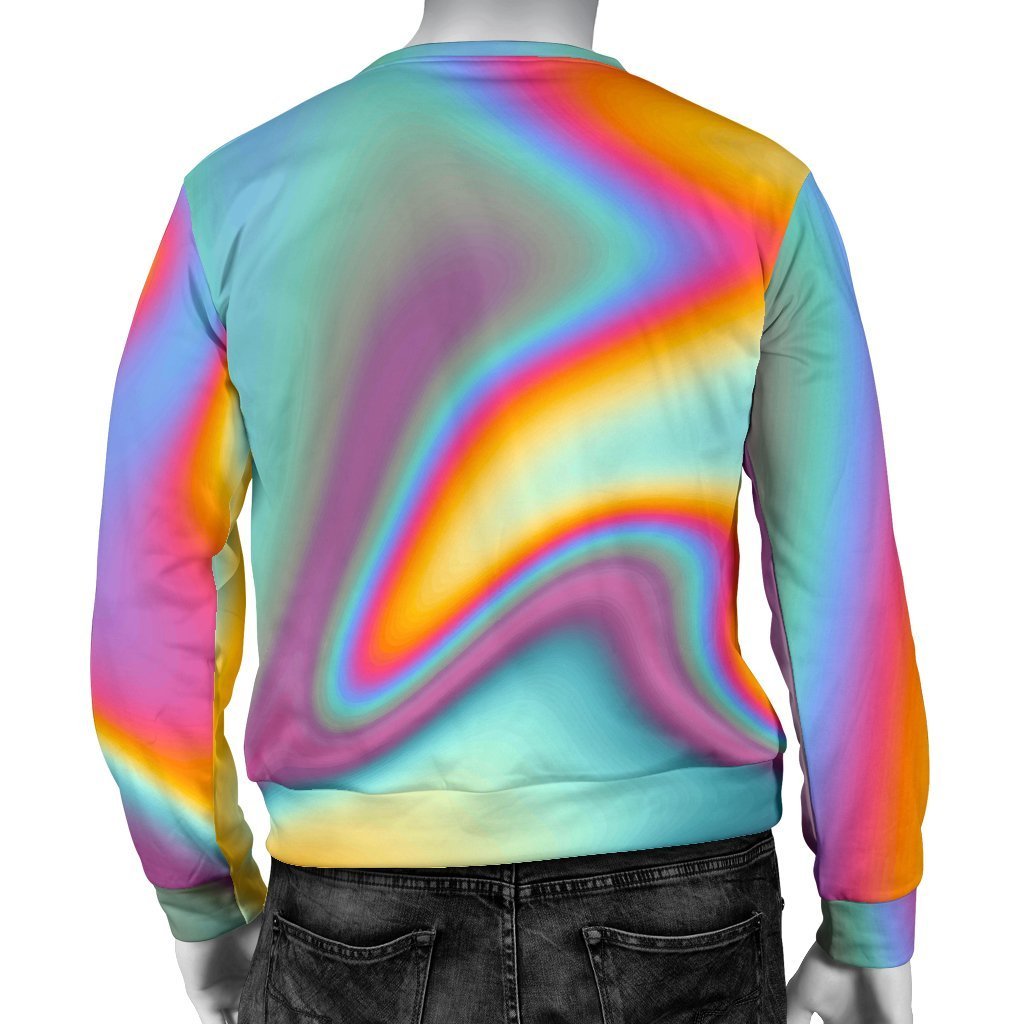 Liquid Holographic Trippy Print Men's Crewneck Sweatshirt GearFrost