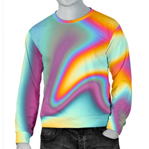 Liquid Holographic Trippy Print Men's Crewneck Sweatshirt GearFrost