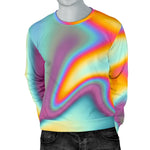 Liquid Holographic Trippy Print Men's Crewneck Sweatshirt GearFrost