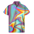 Liquid Holographic Trippy Print Men's Short Sleeve Shirt
