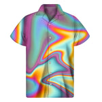Liquid Holographic Trippy Print Men's Short Sleeve Shirt