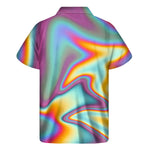 Liquid Holographic Trippy Print Men's Short Sleeve Shirt