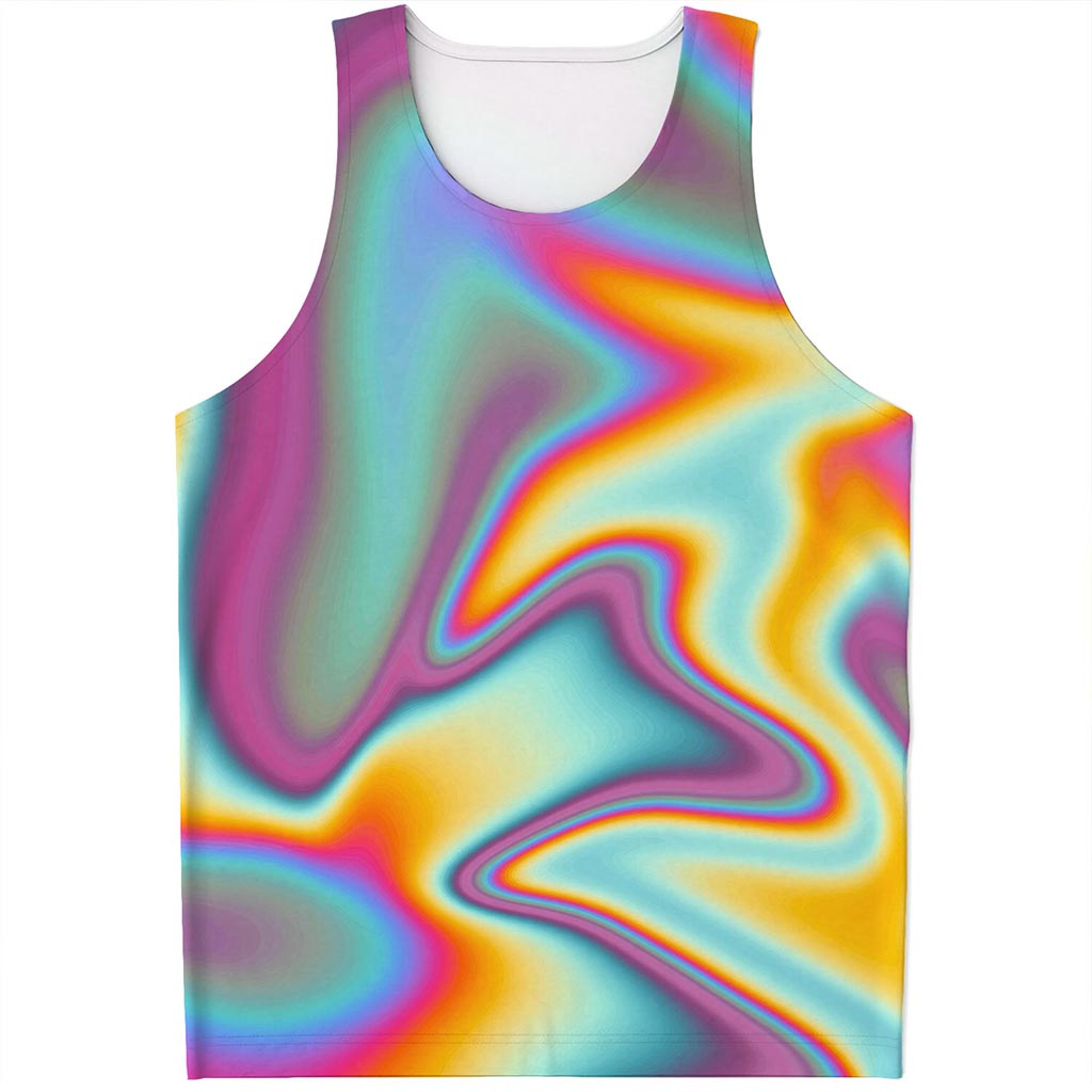 Liquid Holographic Trippy Print Men's Tank Top