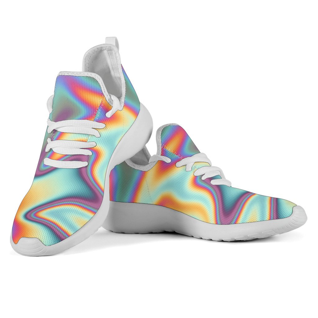 Liquid Holographic Trippy Print Mesh Knit Shoes GearFrost
