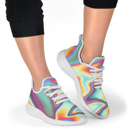 Liquid Holographic Trippy Print Mesh Knit Shoes GearFrost