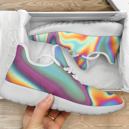 Liquid Holographic Trippy Print Mesh Knit Shoes GearFrost