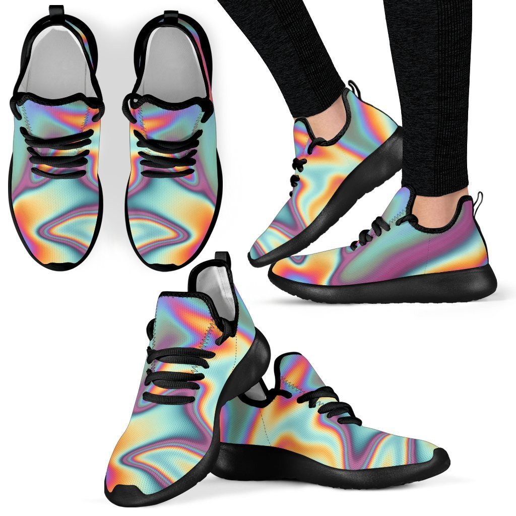 Liquid Holographic Trippy Print Mesh Knit Shoes GearFrost