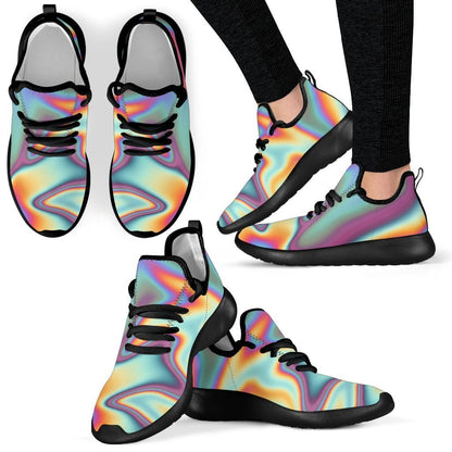 Liquid Holographic Trippy Print Mesh Knit Shoes GearFrost
