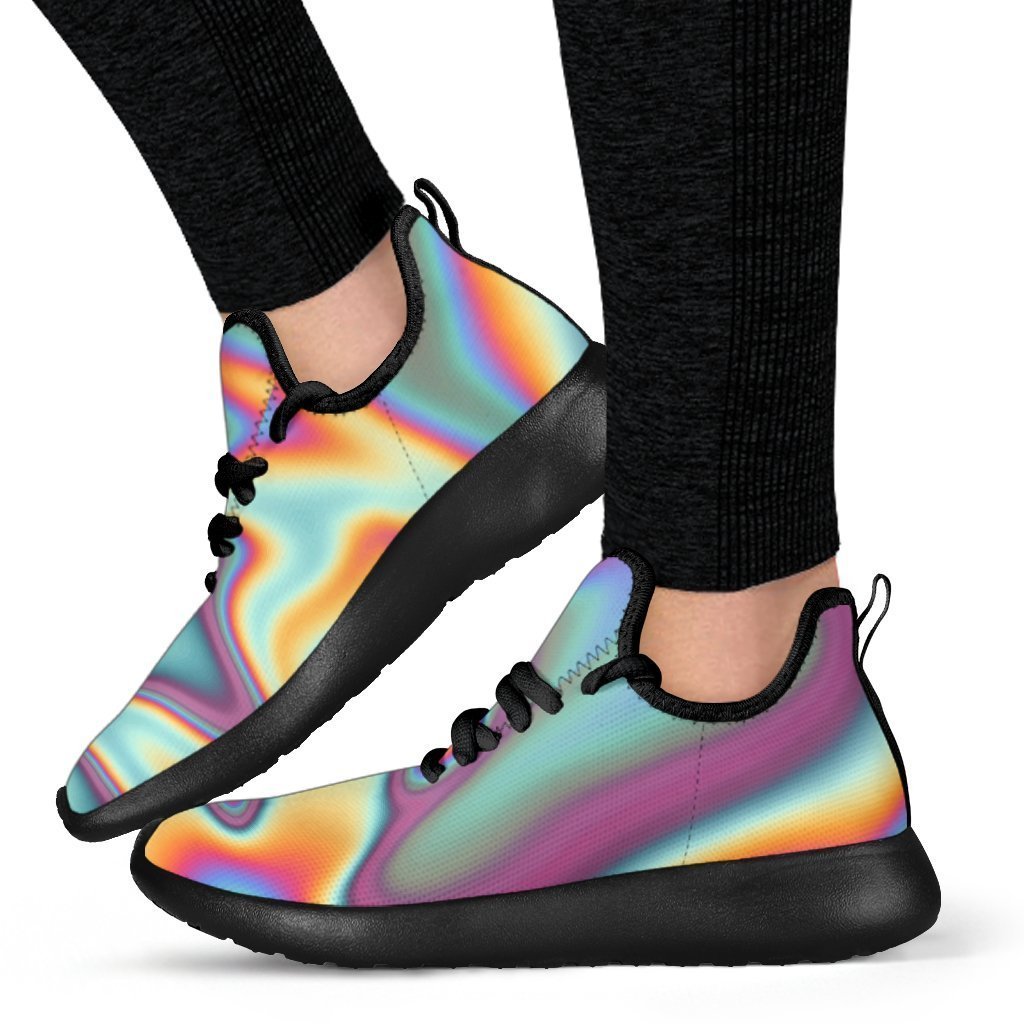 Liquid Holographic Trippy Print Mesh Knit Shoes GearFrost