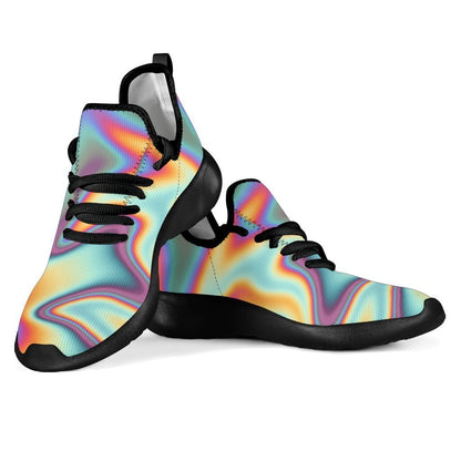 Liquid Holographic Trippy Print Mesh Knit Shoes GearFrost