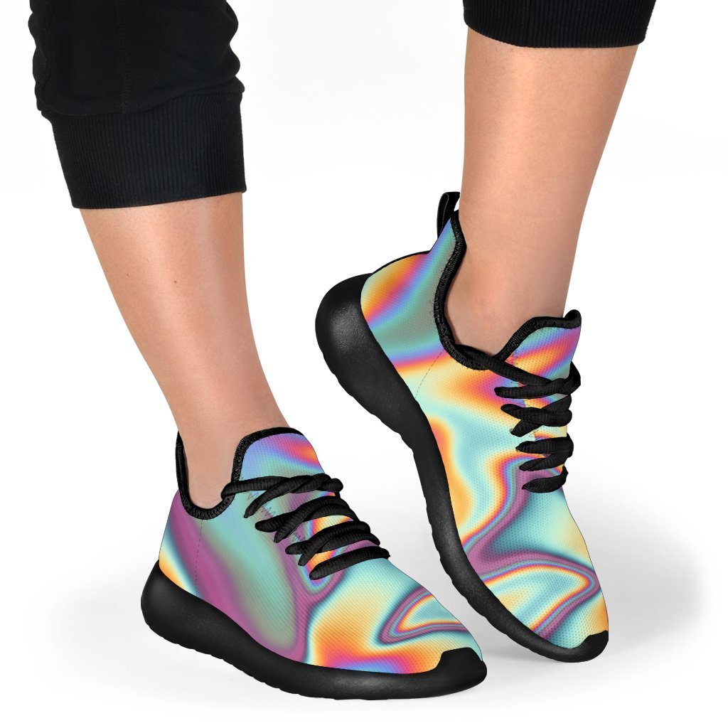 Liquid Holographic Trippy Print Mesh Knit Shoes GearFrost