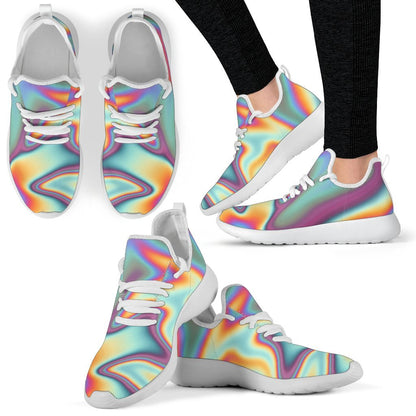 Liquid Holographic Trippy Print Mesh Knit Shoes GearFrost