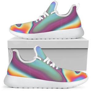 Liquid Holographic Trippy Print Mesh Knit Shoes GearFrost