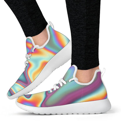 Liquid Holographic Trippy Print Mesh Knit Shoes GearFrost