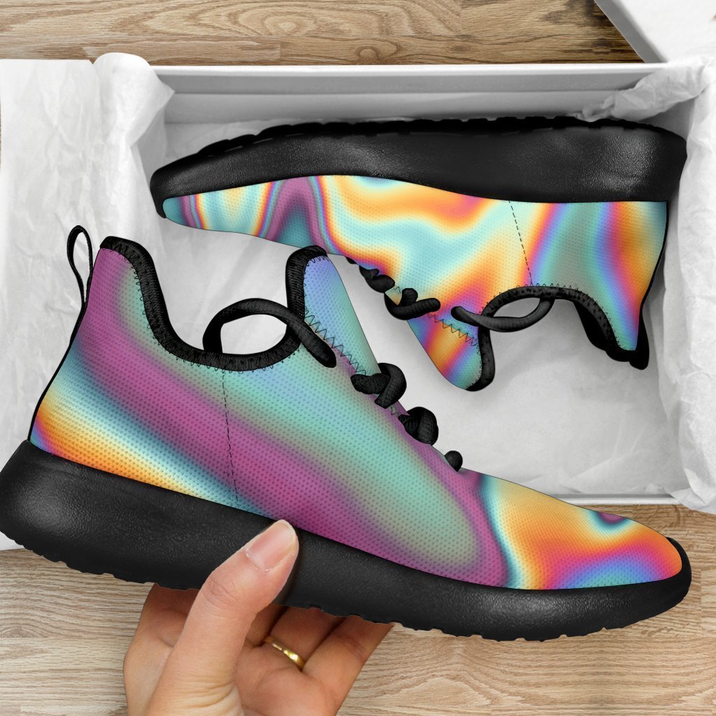 Liquid Holographic Trippy Print Mesh Knit Shoes GearFrost