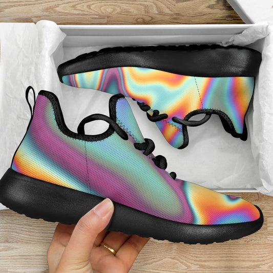Liquid Holographic Trippy Print Mesh Knit Shoes GearFrost