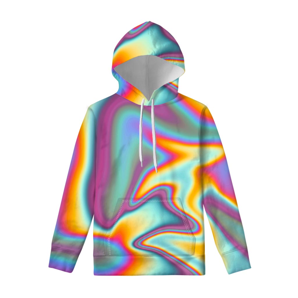 Liquid Holographic Trippy Print Pullover Hoodie